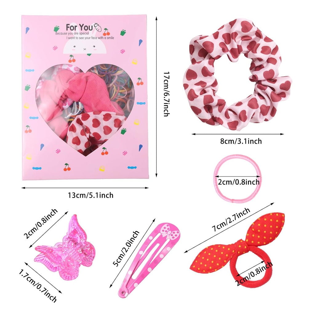 Hair Accessories for Toddler Girls,463 Pcs Colorful Hair Ties Set with 26 Pcs Hair Clips,Cute Scrunchies,Butterfly