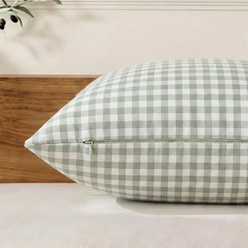 Sage Green Buffalo Check Plaid Outdoor Throw Pillow Cover 18x18 Set of 4