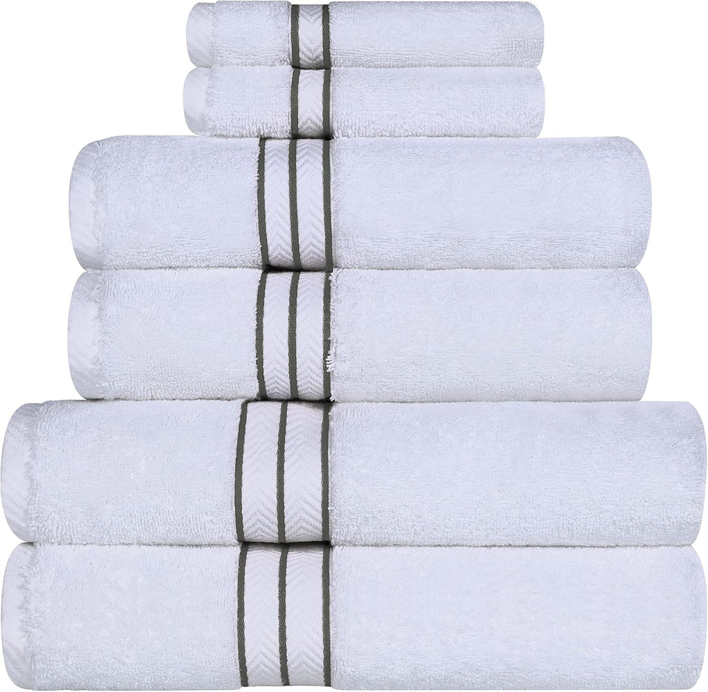 Hotel Turkish Cotton 6 Piece Towel Set, Ultra Plush Spa Quality Heavyweight Essentials , Thick Absorbent and Soft