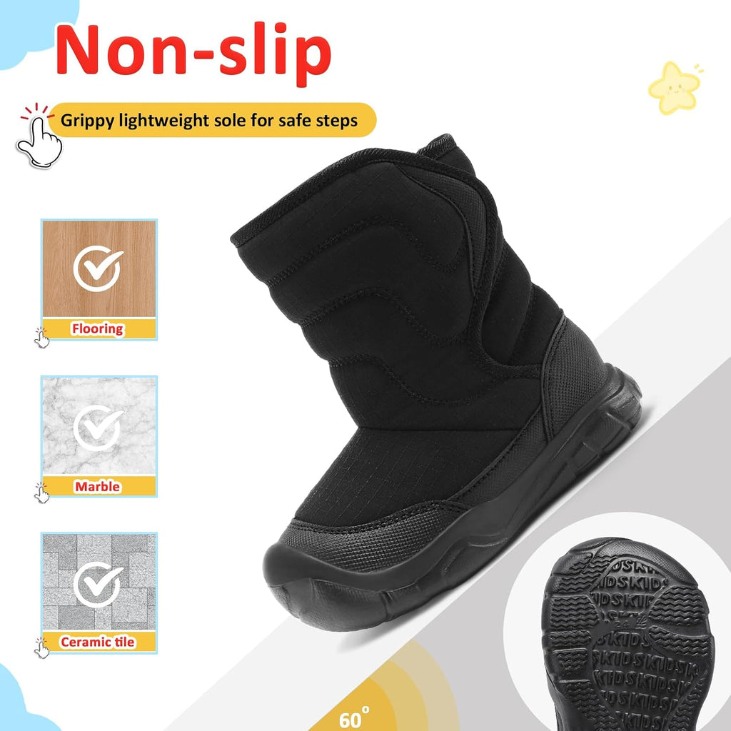 Toddler Boots Boys Girls Plush Lined Snow Boots Cozy Winter Shoes