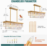 10 Lights Modern Crystal Chandelier Gold Rectangular 2 Tiers Crystal Raindrop Chandelier Luxury Adjustable Rectangle Flush Mount Pendant Ceiling Light for Dining Room Kitchen Island Bar L40'' A107-B0BZJ42JMH