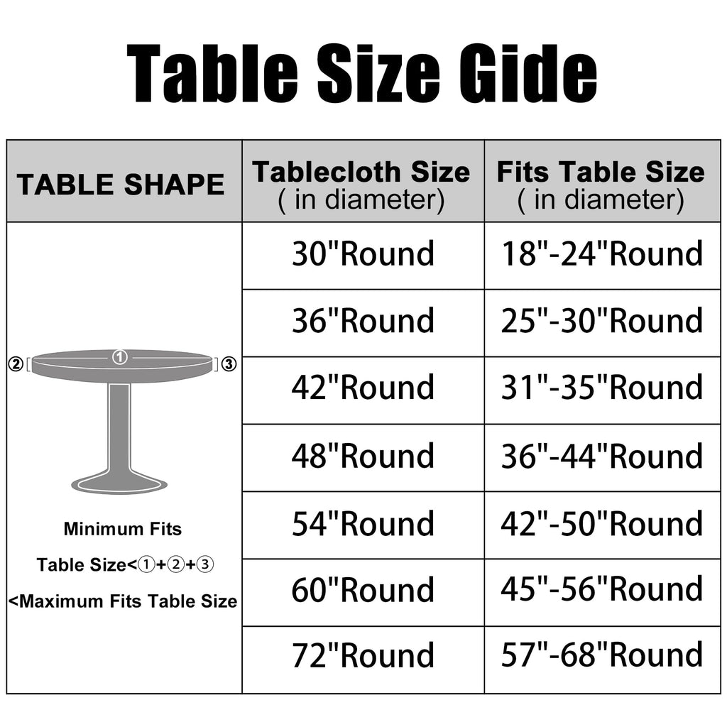 36"-44" Round Fitted Tablecloth, Waterproof Plastic Table Cover