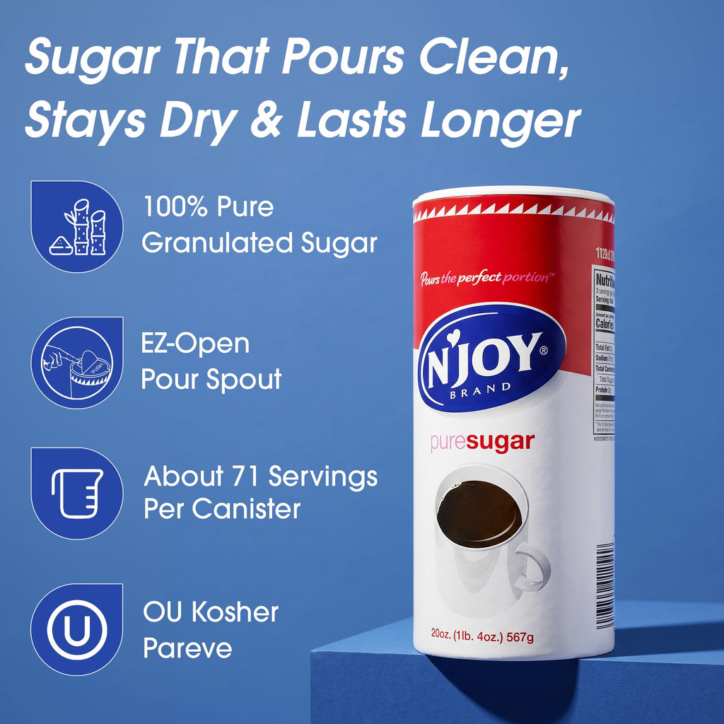 Pure Sugar, Pack of 6 Canisters with EZ-Open Pour Spout (20 oz each)