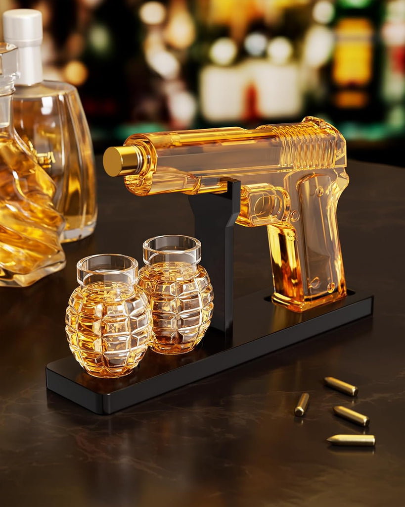 Gifts for Men Dad, Whiskey Decanter Set with 2 Glasses, Ideas for Father, Husband, Boyfriend, Brother, Military