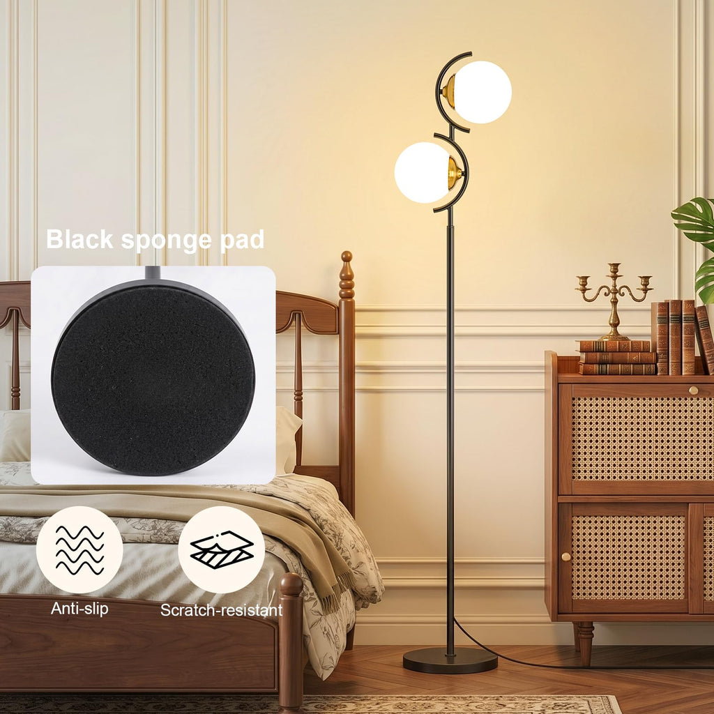 Globe Floor Lamp with Frosted Glass Shade, 3-Color Temperatures