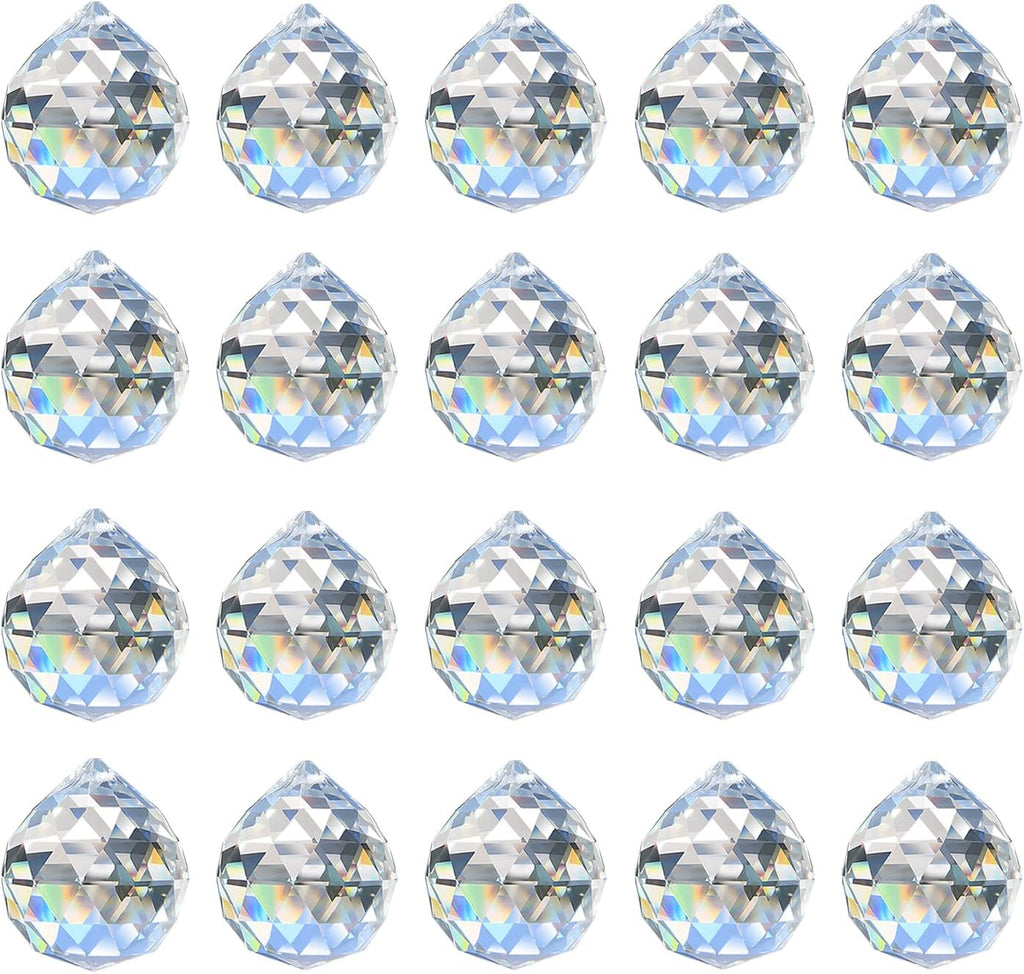 30mm/1.18" 20pcs Crystal Prism Suncatcher for Windows Hanging