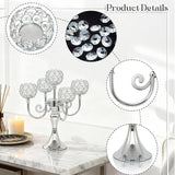 5 Arm Metal Crystal Candelabra Centerpiece - 13.4 Inch Elegant Candle Holder with Crystal Beadsable Decoration (4