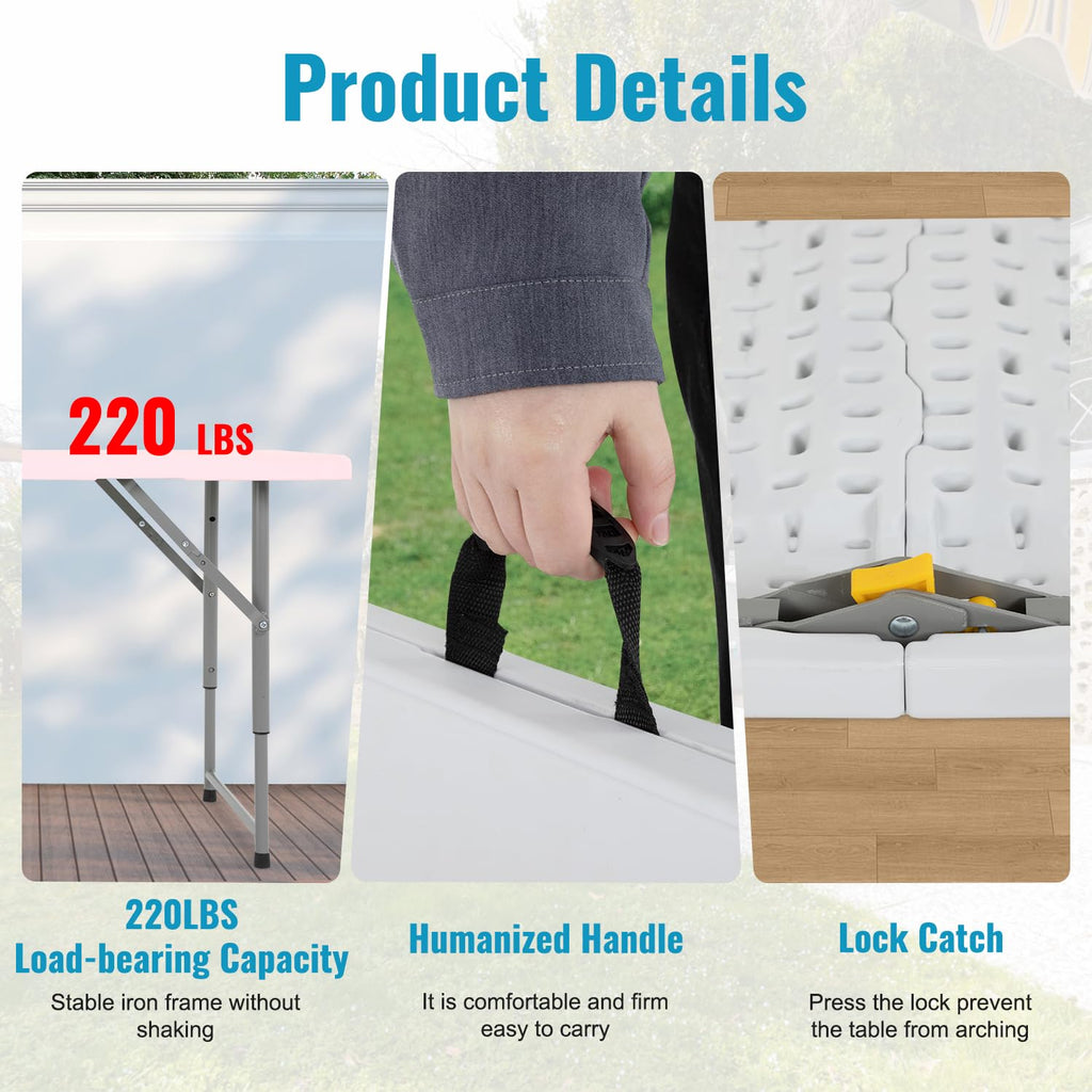 4FT Folding Table | White | Portable Plastic Table