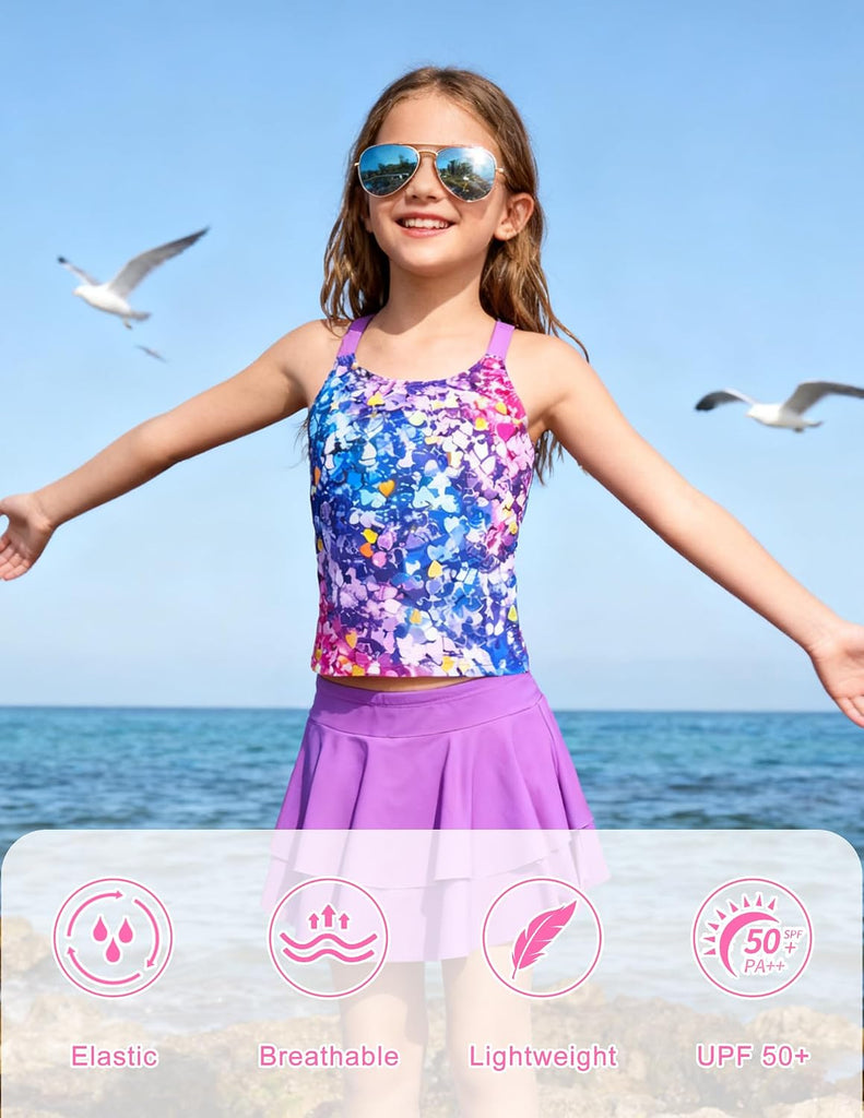 Girls Tankini Swimsuit Two Piece Bathing Suits with Shorts