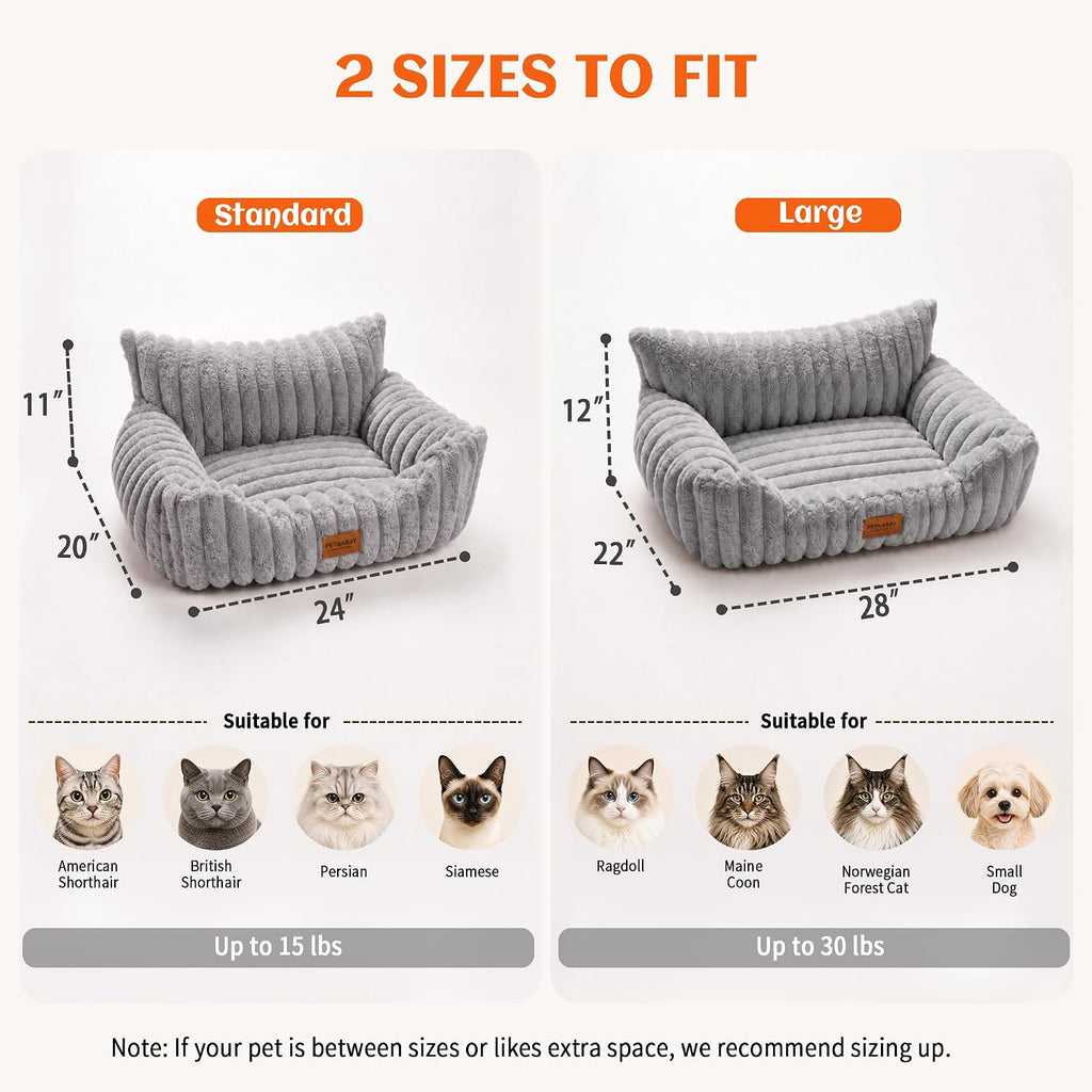 Cat Couch Bed, Soft Sofa for Indoor Cats, Machine Washable