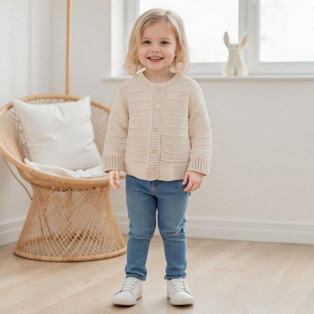 Toddler Girl Ruffle Sweater Cardigan Infant Baby Fall Clothes Winter Warm Long Sleeve Button Up Knitted Jacket Outwear