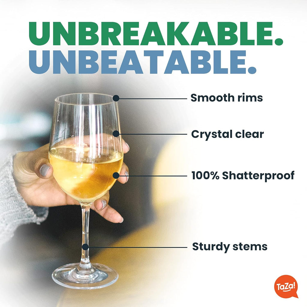 Outdoor Plastic Wine Glasses With Stem (12oz) | Unbreakable Tritan Stemware For Travel, Pool, Camping, Beach, Picnic