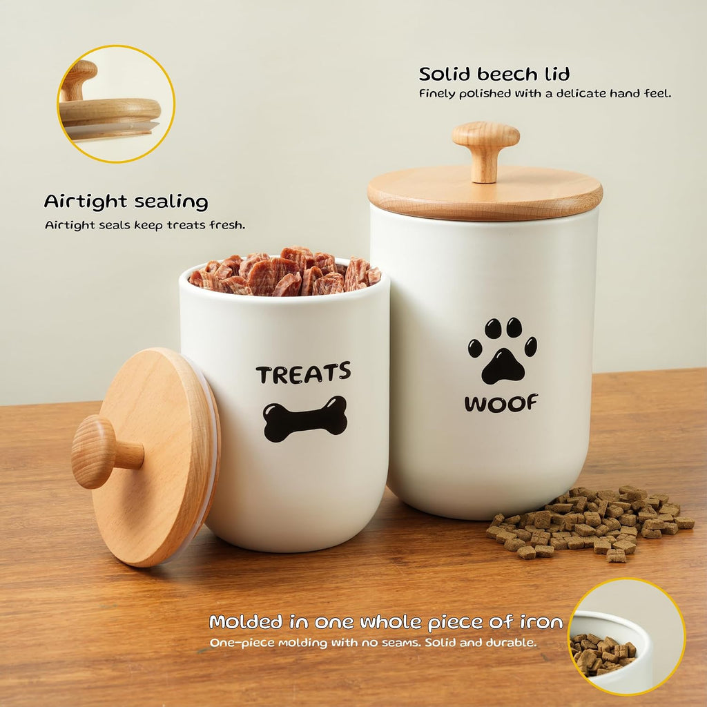 Dog Treat Container Set of 2, Dog treat jar with Airtight Lid, Small dog food container, Dog Cookie Jar Counter