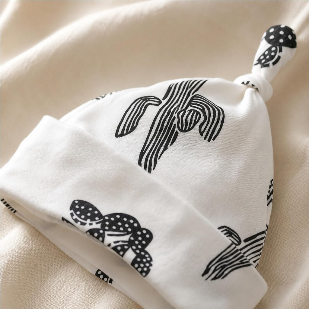 Newborn Baby Bodysuit Piece Set | Cactus Print Romper & Hat Outfit | Cotton Soft Unisex Jumpsuit (0-18 Months)