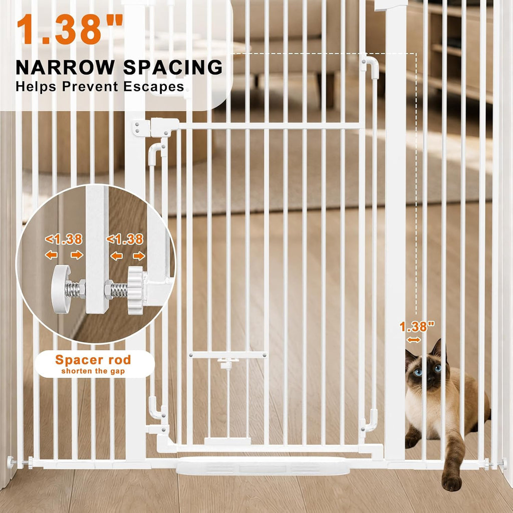 51" Extra Tall Cat Gate with Cat Door, Adjustable Pet Gate for Doorways