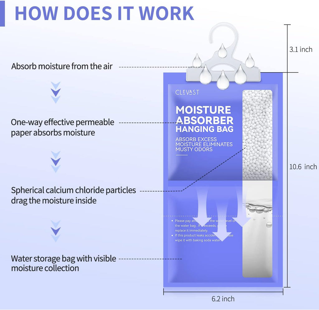 Moisture Absorbers Packets 10 Pack, Dehumidifier Bags for Closet, Unscented Hanging Humidity Absorber in Wardrobes