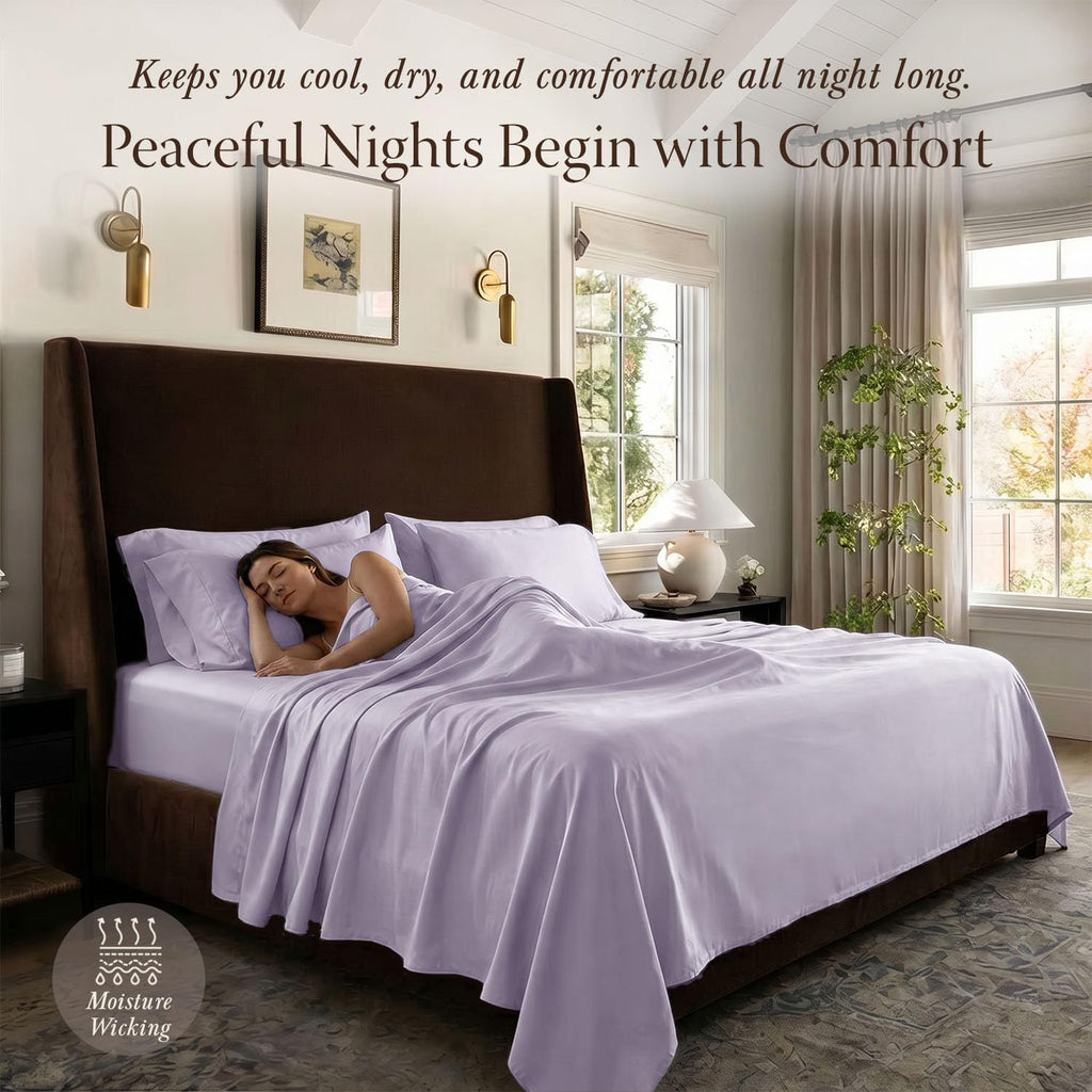 400 Thread Count Egyptian Cotton Full Sheet Set, Sateen, Lilac