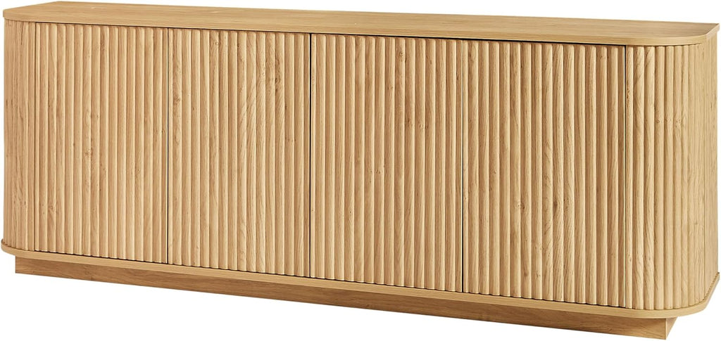 64" Sturdy Wooden Freestanding Storage Chest, Accent Cabinets with Wave Pattern, Utility Organizer with Simple Style