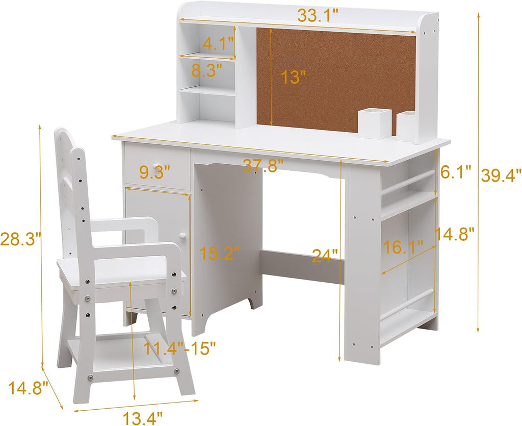 Kids Desk, Study Desk and Chair Set for Boys and Girls