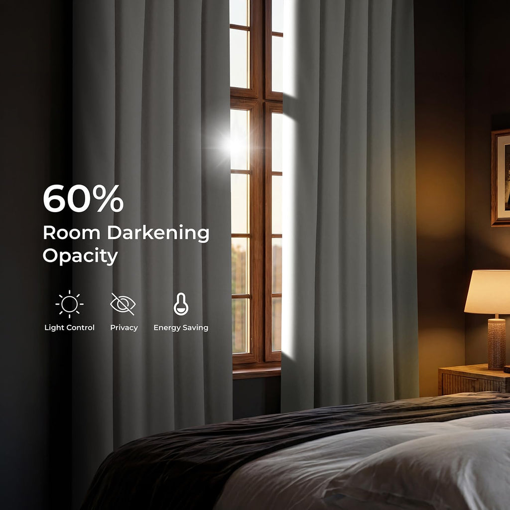 Heritage Plush Velvet Curtains 108 Inches Long Room Darkening Curtains 100W x 108L, (1 Panel), Pillow White