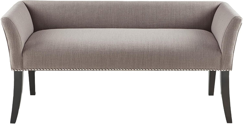 Accent Bench, Upholstered with Nailhead Trim, & Padded Seat Entryway Bench Small, End of Bed Bench with Back, 49.5" W