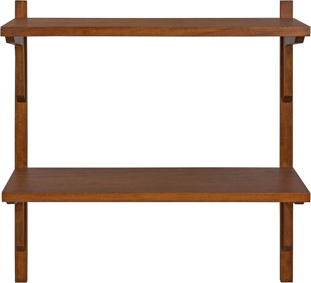 Meridien Mid-Century Wall Shelves, 24" x 8" x 24", Walnut, Transitional Wall Decor and Storage