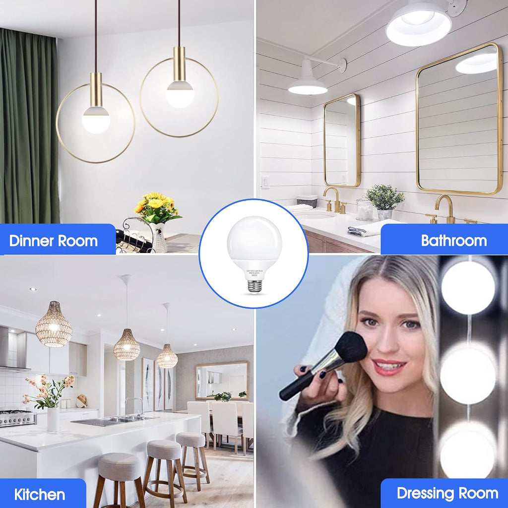 G25 LED Vanity Light Bulbs, 100W LED Globe Bulb Equivalent, 9W Vanity Bulbs for Bathroom, 5000K Daylight White 900LM