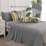 Anibedding Yellow Comforter Set King,8 Pieces Bed in a Bag Patchwork Striped Bedding Sets,Boho Soft Microfiber Bedding