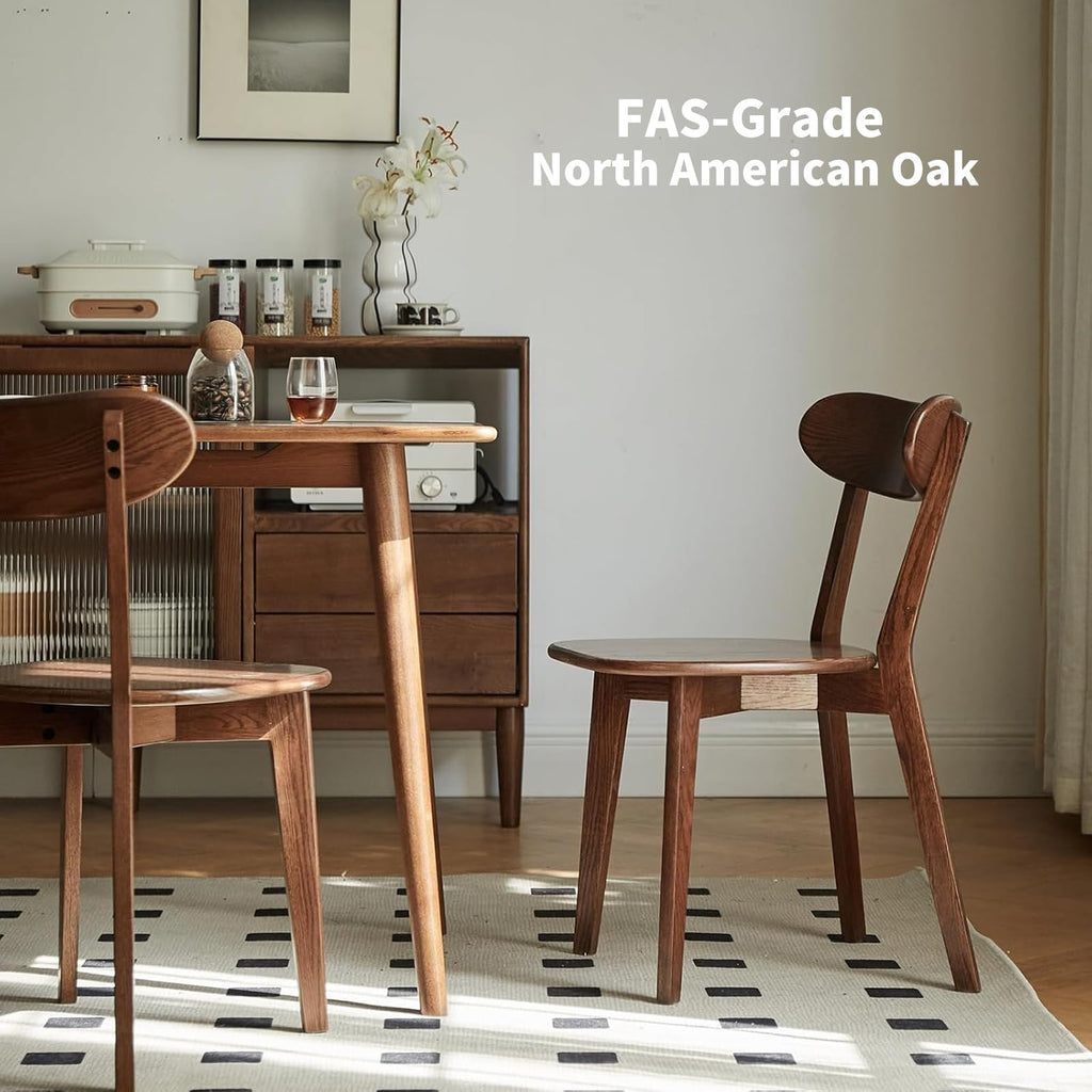 Walnut Dining Chairs Set of 2, Solid Oak Wood