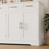 60" Large Buffet Sideboard with Storage, 36" Tall Kitchen Buffet Storage Cabinet with 4 Drawers