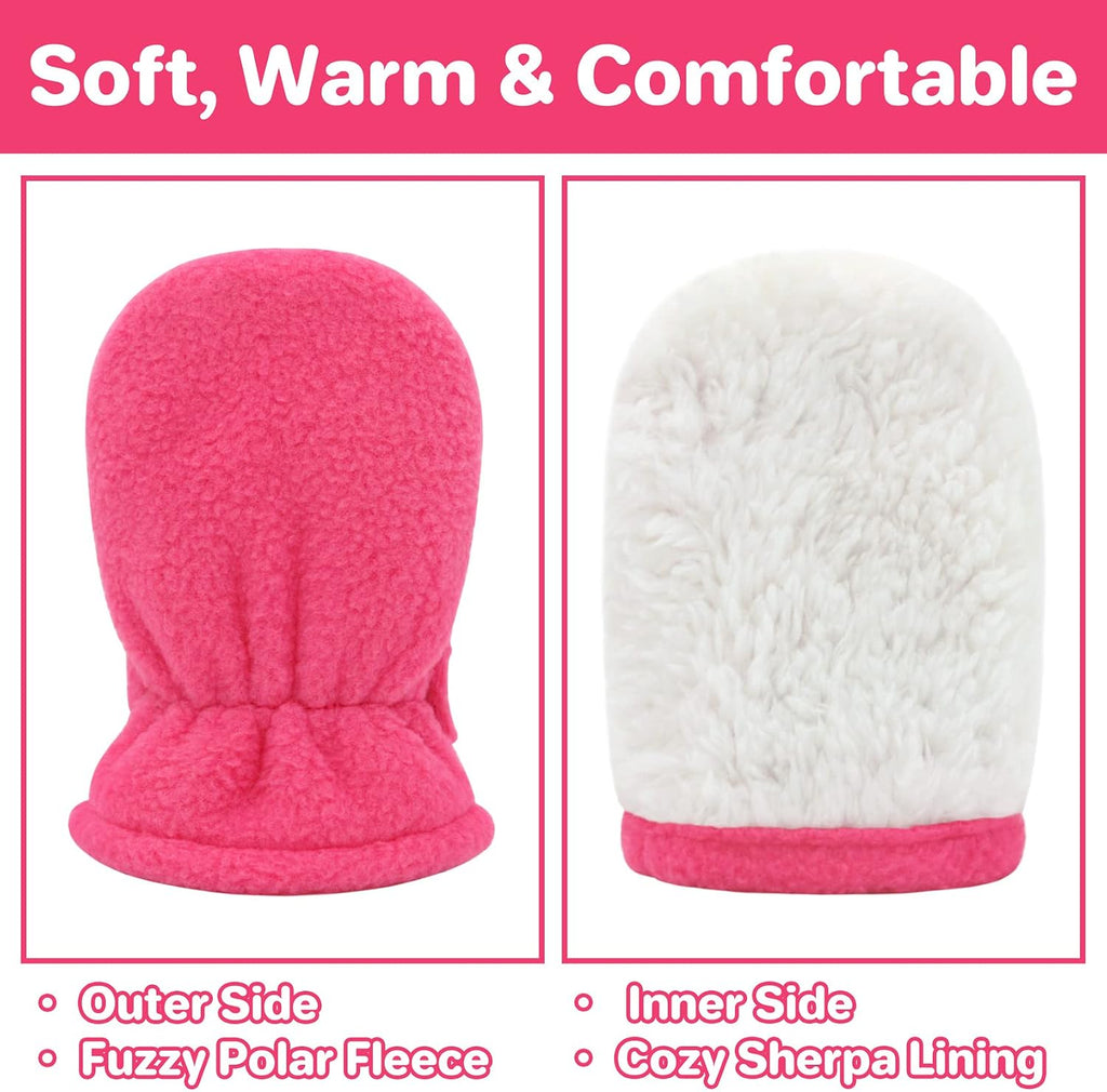 2 Pairs Baby Mittens Winter Toddler Mittens Warm Fleece Infang Gloves for Boys Girls Toddler Winter Gloves for Kids