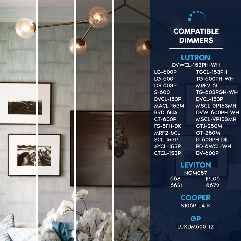 Vintage Tubular LED Filament Bulb T6.5 E12 Candelabra Base, 5W (60W Equal), 500LM, Dimmable, Clear Glass (6 Pack)