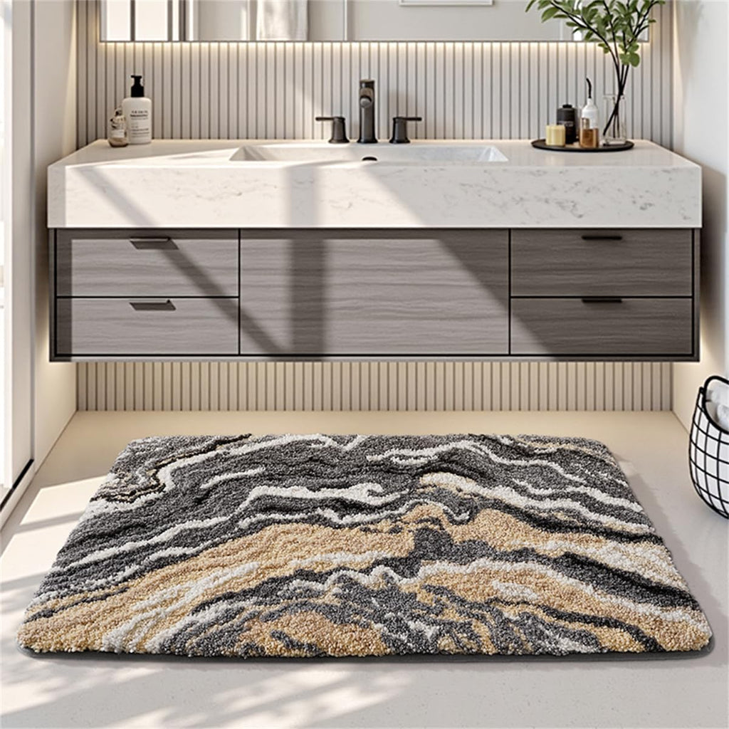 Luxurious Nordic Bathroom Rug, Extra Soft Fluffy Bath Mat, Absorbent, Non-Slip, Easy to Care and Fast Drying, Modern