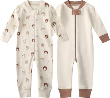 Organic Cotton Baby Boy Girl Zip up Sleep N Play, Footless, Long Sleeve