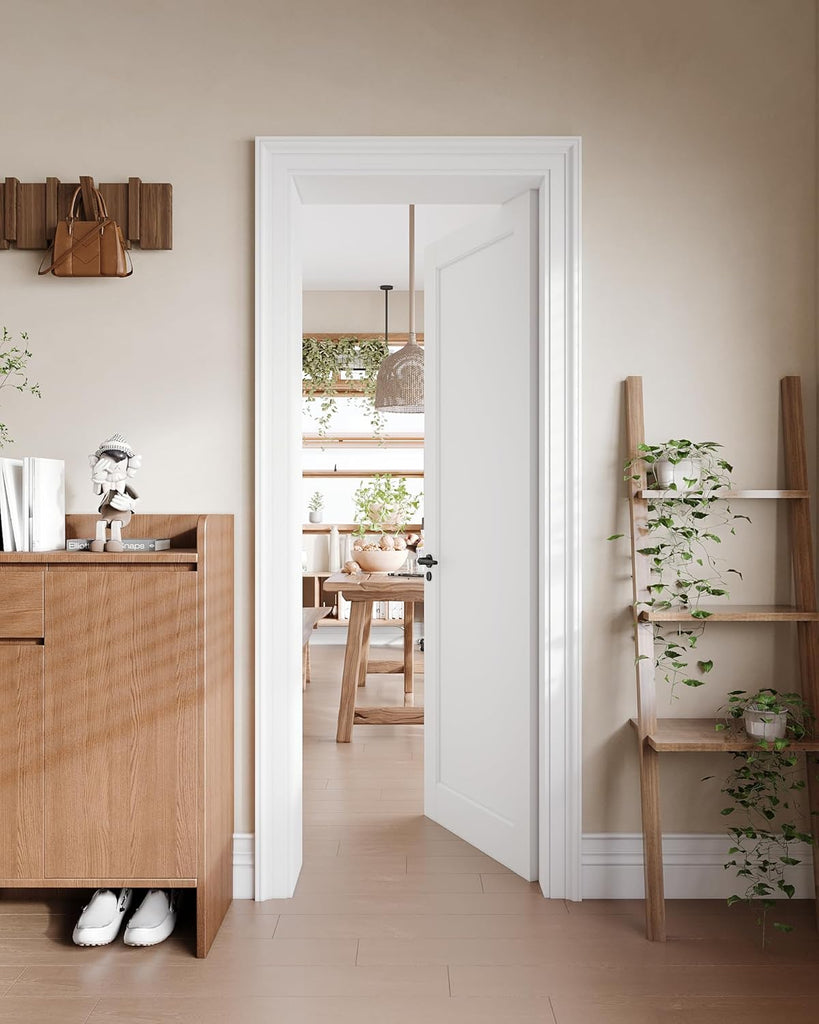 30"x 80"Interior Slab Door, 1-Panel French Door Slab, Pre-Assembled White Primed Solid Core Panel w/o Prehung Jamb