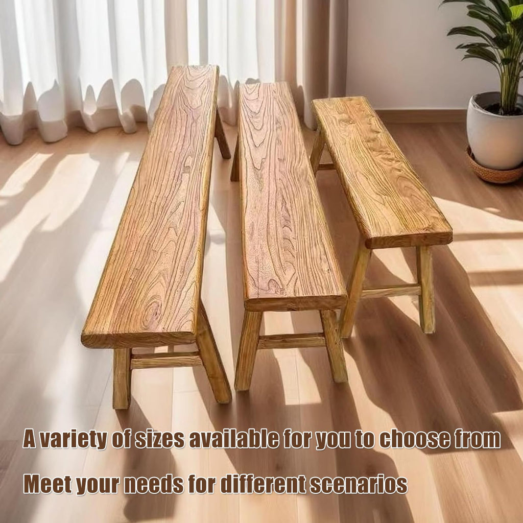 Farmhouse Indoor Solid Wooden Noodle Bench - Rustic Entry Way Benches Seat, Maximum Load, Handcraft Finshed