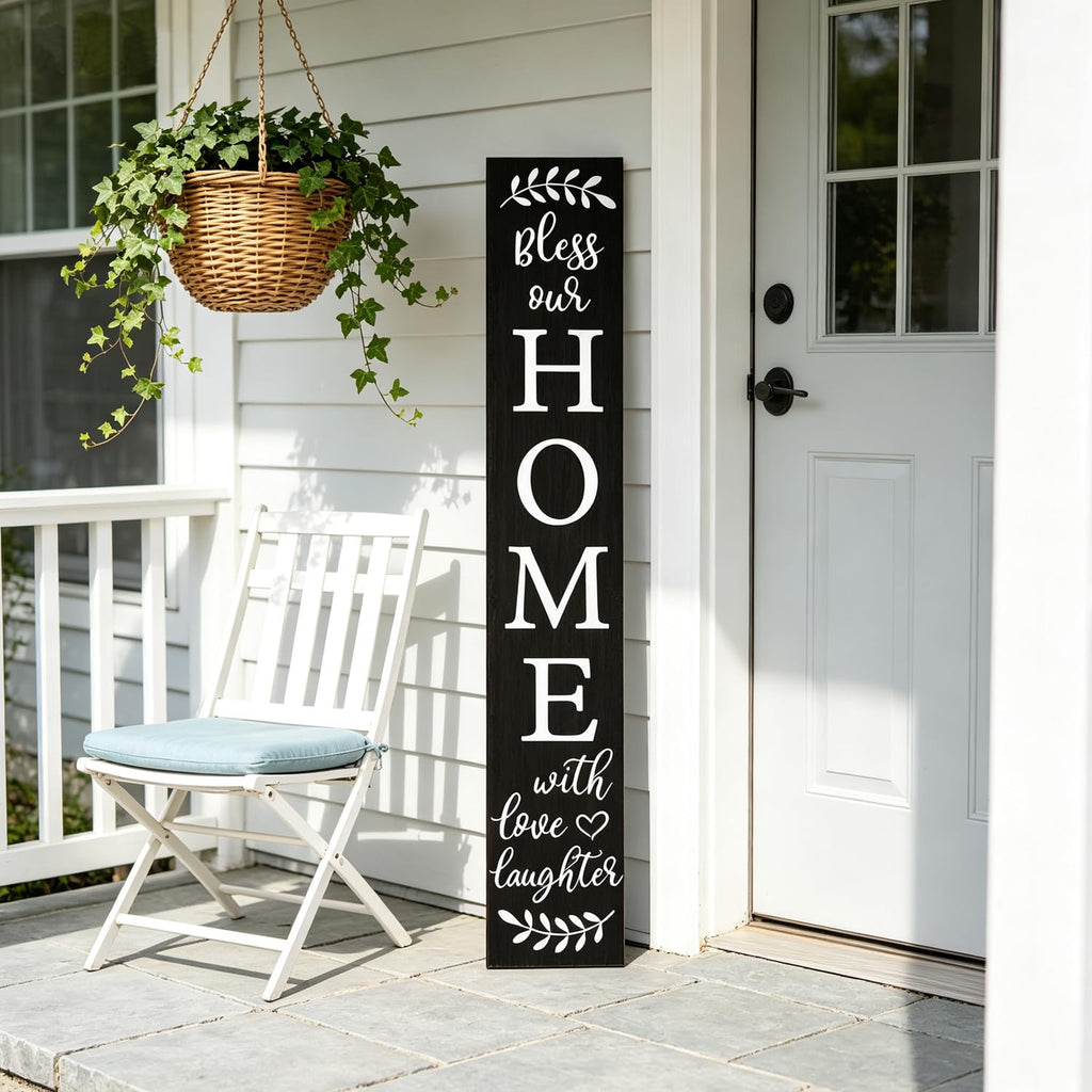 Welcome Sign for Front Door Porch, Bless Our Home Signs 47"