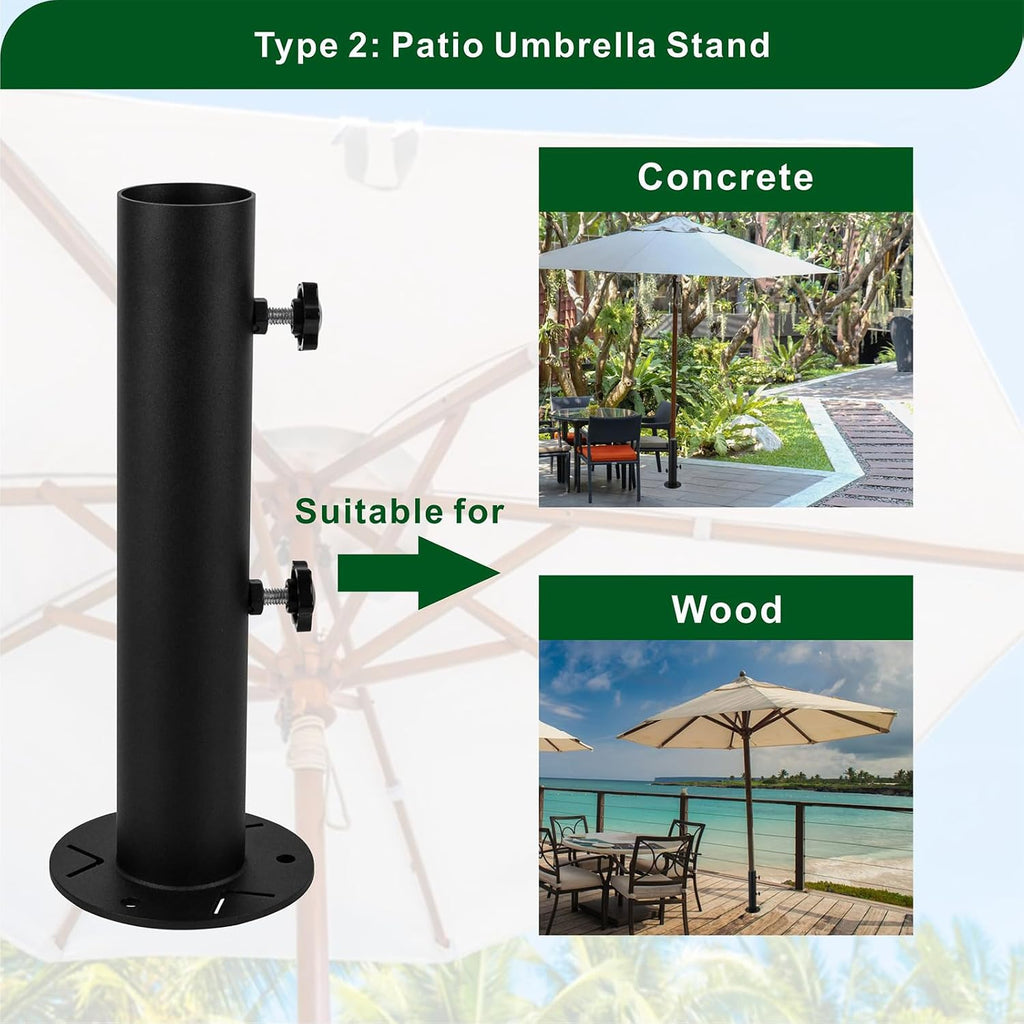 Patio Umbrella Stand Base,Heavy Duty Outdoor Umbrella Holder with 3 Ground Spikes for Stability