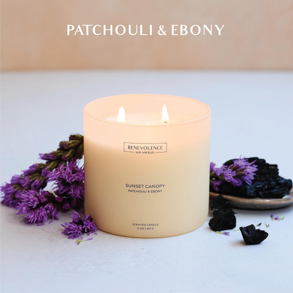 Patchouli & Ebony - 3-Wick Fall Scented Candle | 15oz, 50-Hour Burn | Natural Soy Wax | Warm & Grounding Home