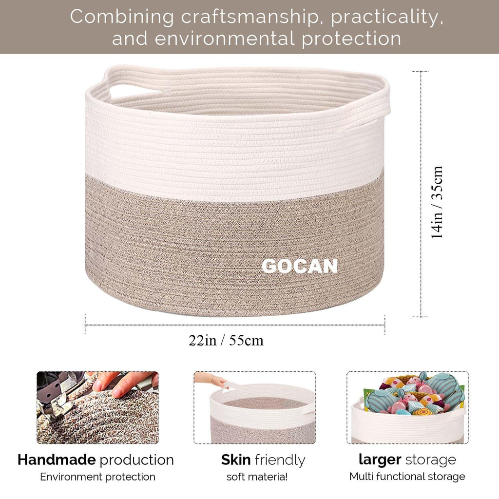 Cotton Rope Woven Laundry Basket 22"X 22"X 14" with handlesXXXL