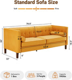 Dreamsir 78'' W Velvet Sofa, Mid-Century Love Seats Sofa Furniture with Bolster Pillows