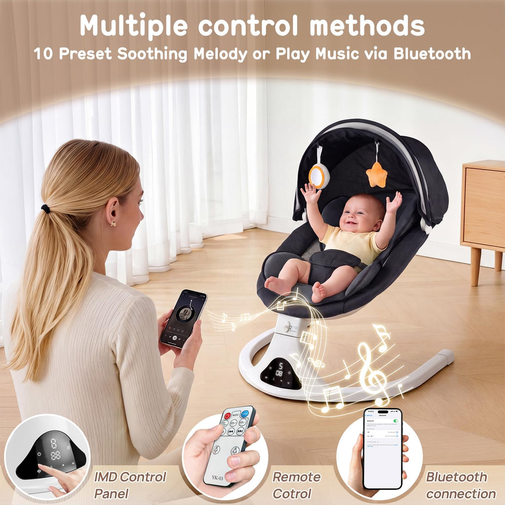 Electric Baby Swing for Infants to Toddler| Portable Infant Swing with Remote Control, Rocker with 5 Speeds, Point