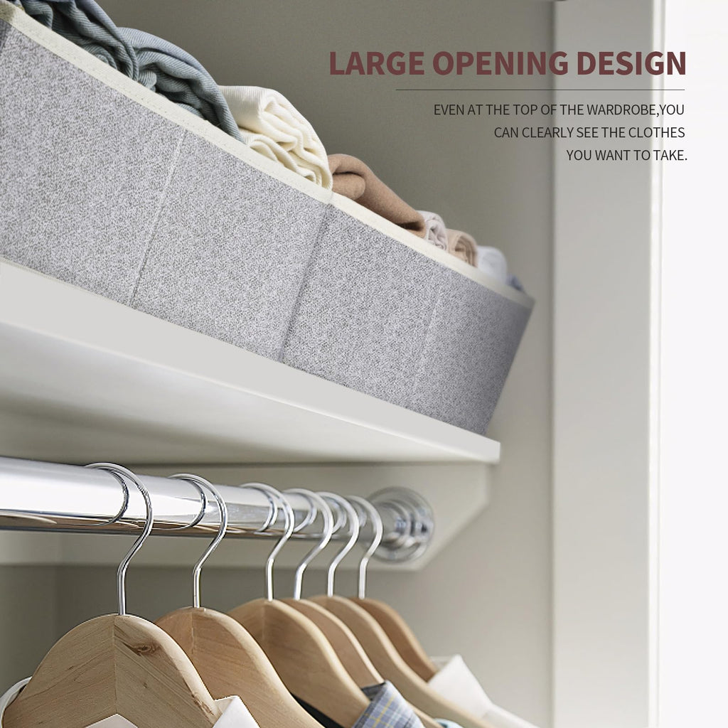 Closet Organizers Bins 6 Packs - Large Closet Shelf Organizer with Handles, Fabric Trapezoid Storage Bins