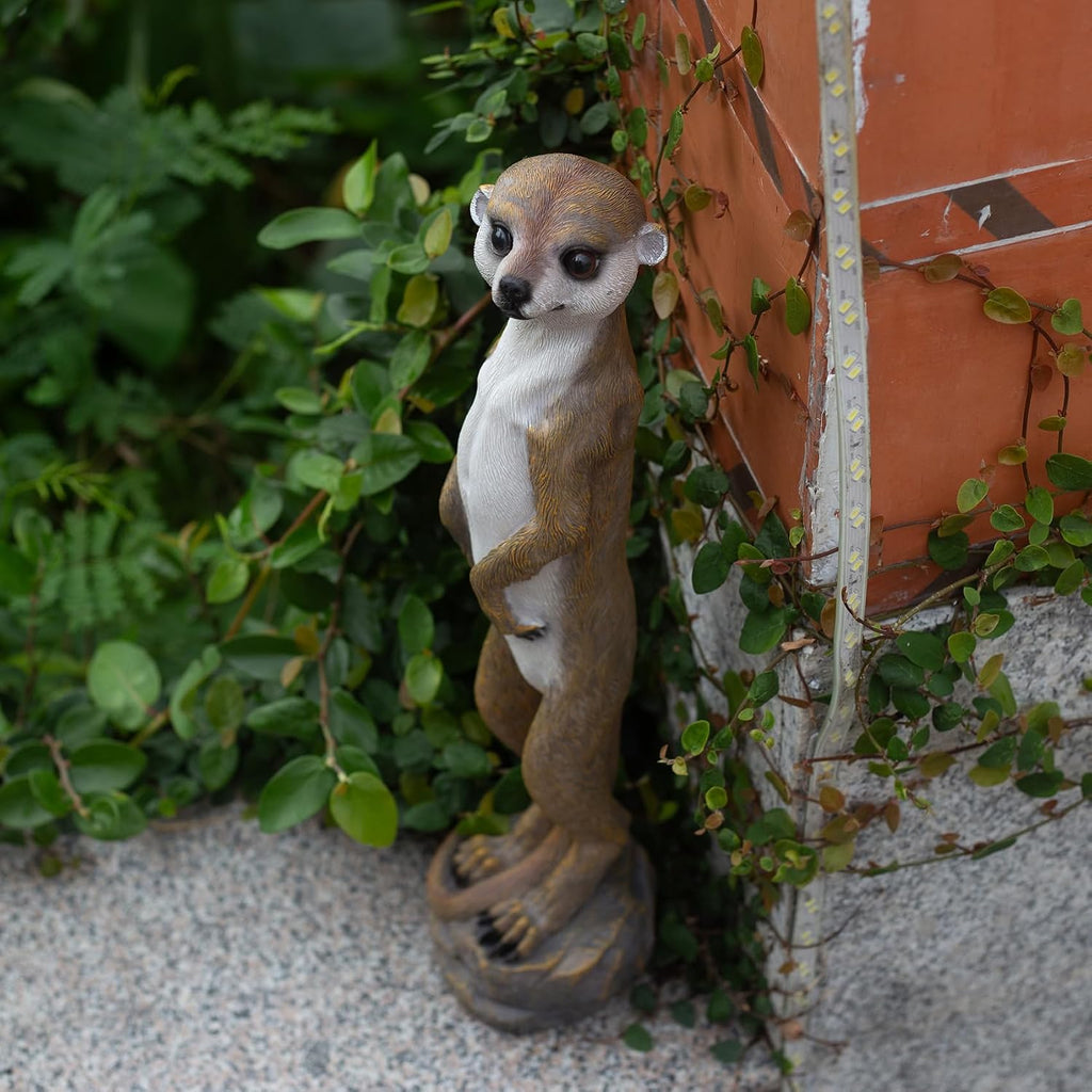19.2 Inch Height,Outdoor Meerkat Sculpture Garden Decoration Standing Outdoor Sculpture, Weather-Resistant Resin