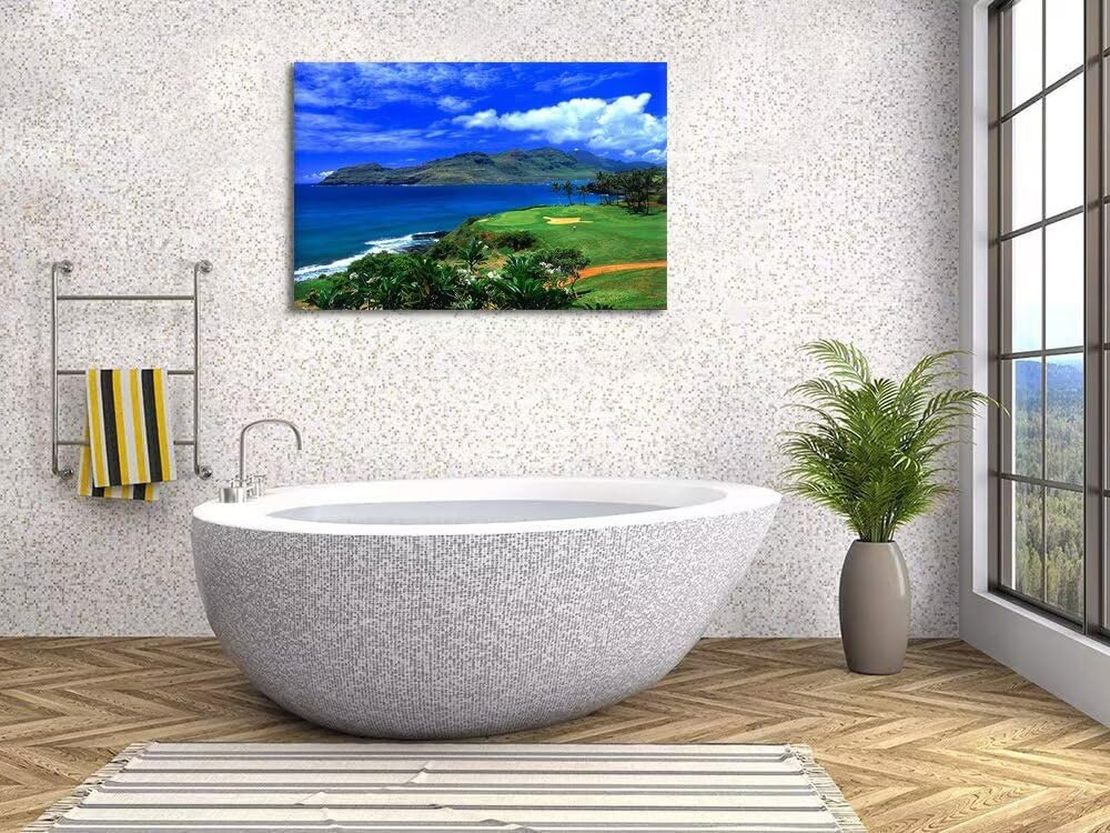 Lagoons Golf Course Wall Art Bedroom Bathroom Home Decoration Hawaii Ocean Golf Course Picture Poster Canvas Prints