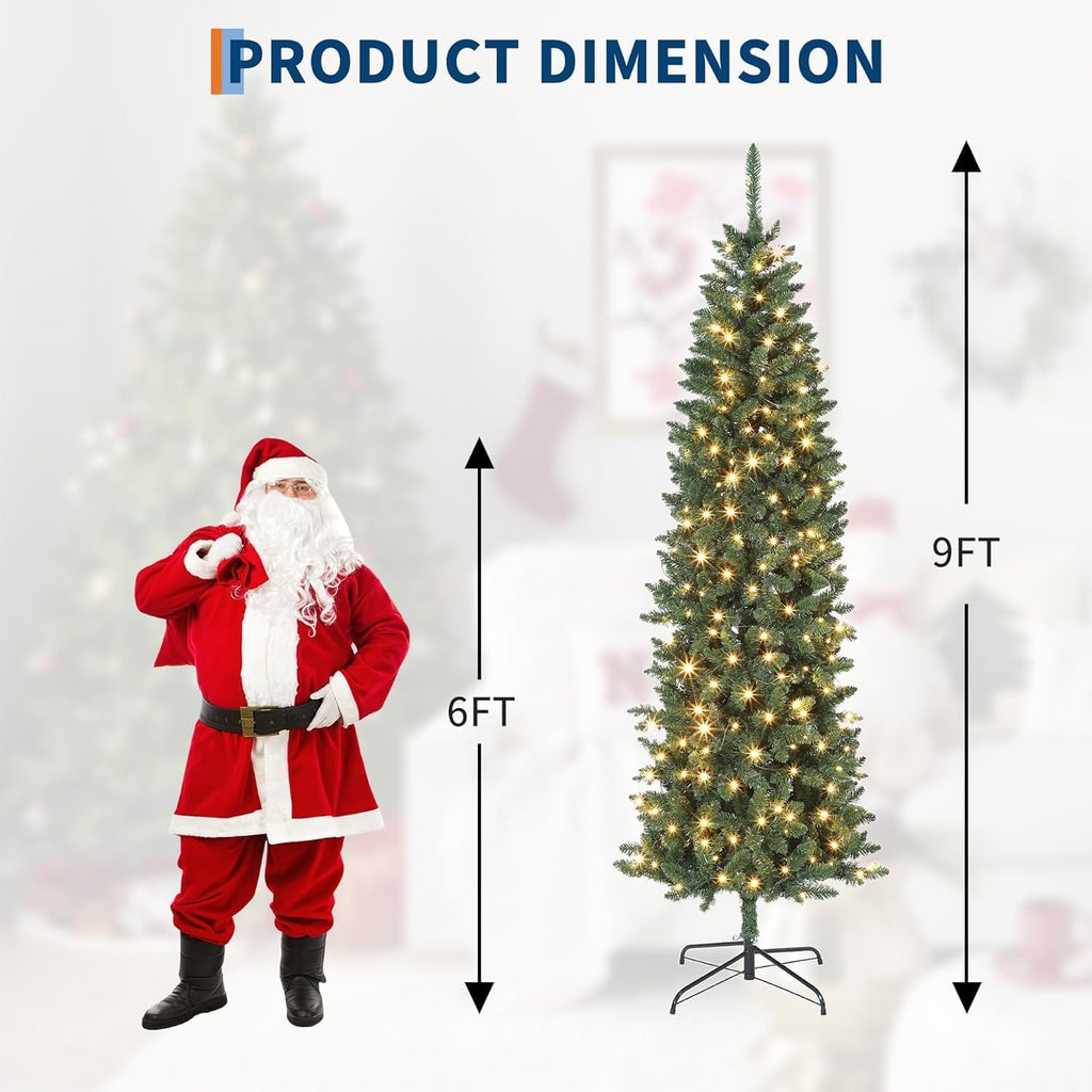 Pencil Christmas Tree,Artificial Pre-Lit Christmas Tree,Realistic Xmas Tree Artificial Holiday Decoration