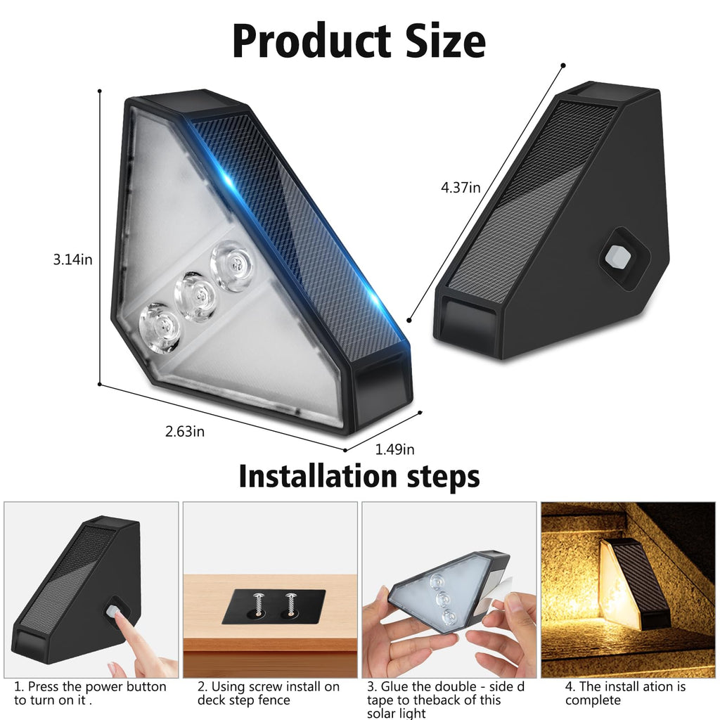 12 Pack Solar Step Lights for Outside 100 Lumen Ultra Bright