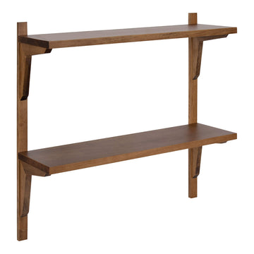 Meridien Farmhouse Wood Shelves, 24 x 8 x 24, Rustic Brown, Modern Two Tier Wall Shelf for Storage and Display