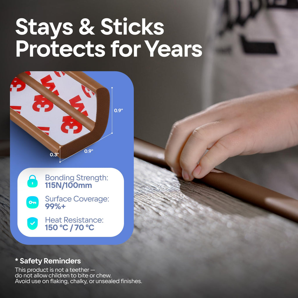 Furniture Edge Guards, 16ft Foam Cushion, Baby Child Proofing Set, Brown
