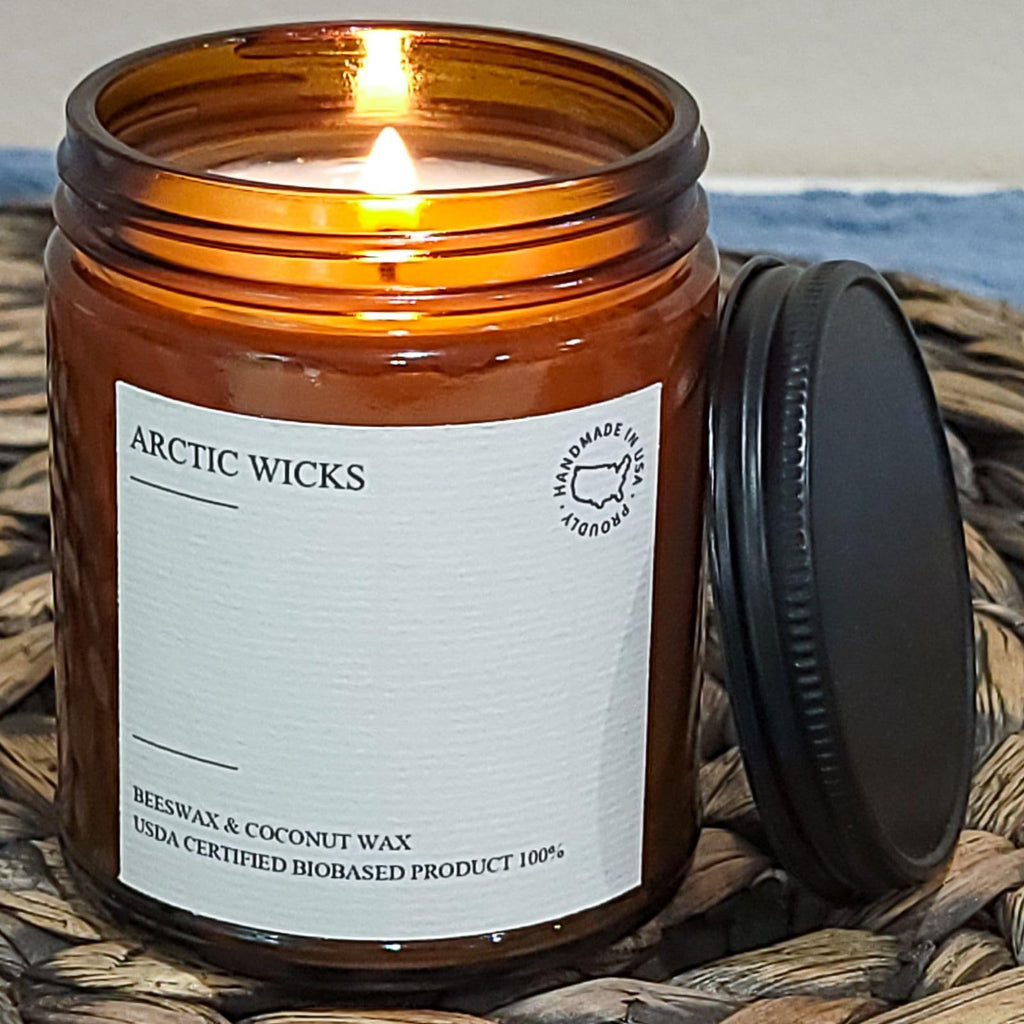 Vanilla Fig Candle, 9oz Coconut Beeswax Amber Jar, Non-Toxic